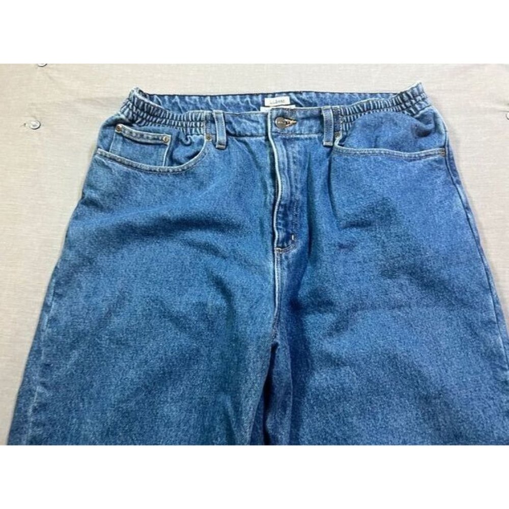 L.L.Bean Insulated Pants Womens 16 Blue Denim Belted Pocketed 34x29 - Picture 2 of 10